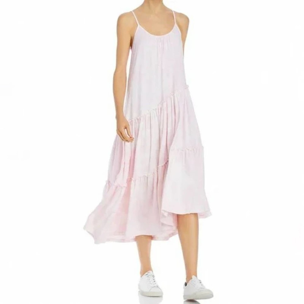 Sundry Light Pink Tiered Maxi Slip Dress